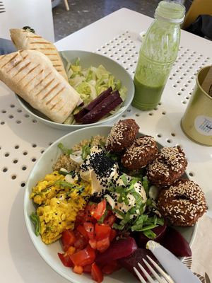 Tb classic sandwich and superfood bowl  at Tahina Bite in Budapest