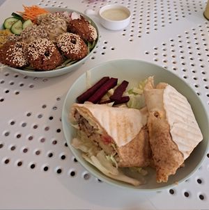Go green bowl and cauliflower sandwich at Tahina Bite in Budapest