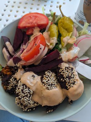 Falafel x 4 spicy bowl. at Tahina Bite in Budapest