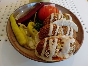 Falafel tacos at Tahina Bite in Budapest