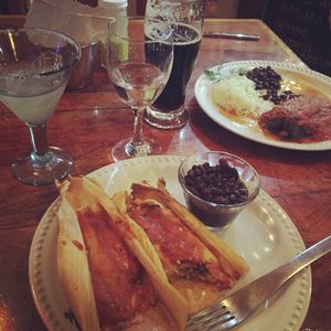 Vegetarian tamales and Chile relleño at Via Organica in San Miguel De Allende