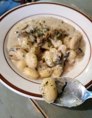Mushroom cream gnocchi - close-up at Chez Valerie 셰 발레리 in Seoul