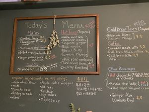 Menu on the wall at Chez Valerie 셰 발레리 in Seoul