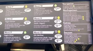 Vegan options are labeled at Dönermeister - Neubaugürtel in Vienna