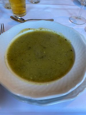 Second course: courgette soup (vegan) at Hotel Van der Werff in Schiermonnikoog