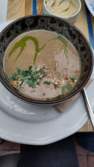 Lentil soup at Mazel Tov in Budapest