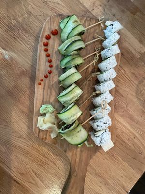 veggie roll and cucumber appetizer  at Indah Sushi in Whitefish