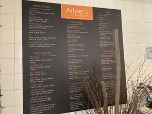 Juice menu  at Arlee's Raw Blends in Trenton