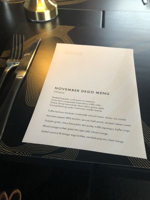 Vegan menu Nov 2020 at Rogue Bistro in Newstead