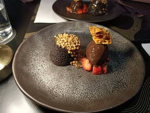 Vegan gaytime brownie, dark chocolate sorbet at Rogue Bistro in Newstead