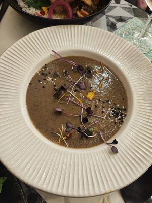 Soupe du moment châtaigne butternut champignons at La Plume Végétale in Aix-en-provence