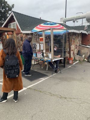 Outside setup for Covid   at Flacos in Berkeley