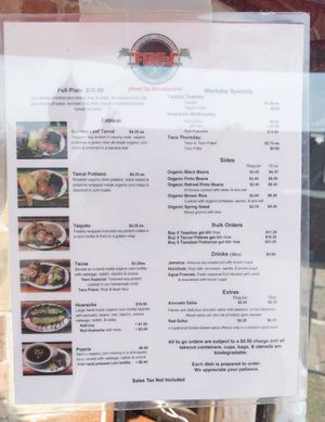 Menu. at Flacos in Berkeley
