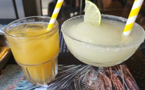 Nonalcoholic mango margarita and traditional margarita at Mexicana in Tel Aviv