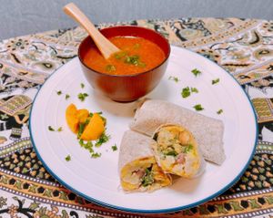 Taste of India Lunch Set

-Vegan Frankies aka “Mumbai Burritos” w/ Cilantro Mint Chutney sauce
-Side of Spicy Indian Tomato Shorba Soup
 at Momma Noodles - Pop Up in Zushi