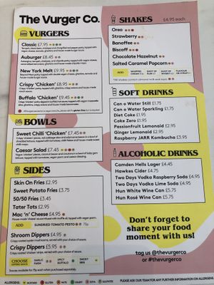 Menu back at The Vurger Co in Brighton
