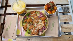 Breaded ch*cken salad bowl at The Vurger Co in Brighton