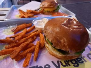 Sweet Potato  Fries and New York Stack at The Vurger Co in Brighton