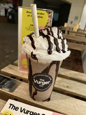 Oreo milkshake with whipped cream at The Vurger Co in Brighton