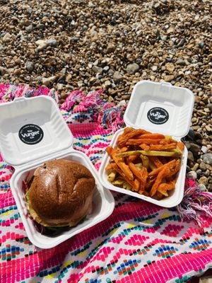Hunny Chicken Burger and 50/50 fries 🍟   at The Vurger Co in Brighton
