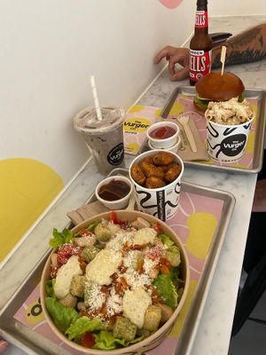 Chicken salad, New York melt, mac and cheese and chicken bites  at The Vurger Co in Brighton