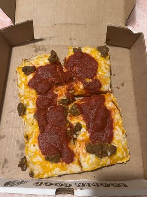 Vegan deep dish pizza full image  at Satch Squared in Gainesville