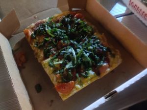 Pesto, tomato, basil, vegan cheese and crust at Satch Squared in Gainesville