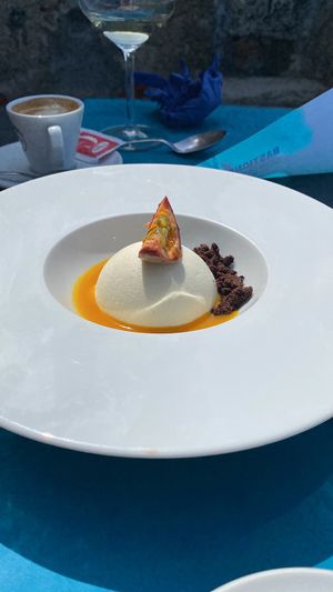 White chocolate and passion fruit mousse   at Bastione & Costanza in Cefalu