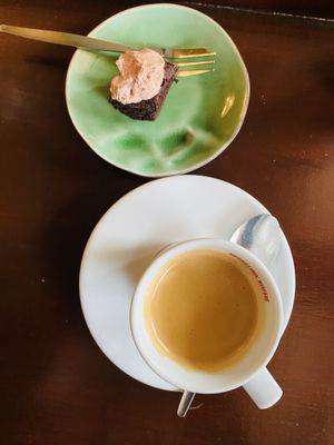 Coffee with vegan brownie   at Stoof in Sneek