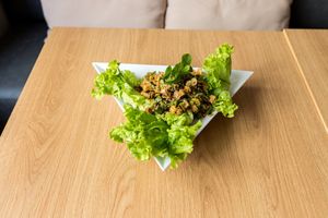 Larb Tofu (Tofu salad mix with lemongrass, lime and Thai herbs) at Buja Vegetarien in Paris