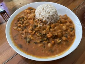 beans of the day and rice  at Bela in Northampton