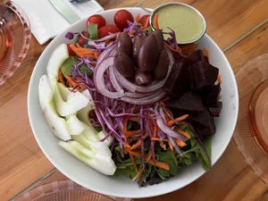 salad with sunflower and parsley dressing  at Bela in Northampton