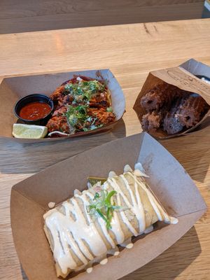 Banana blossom tacos, tamale and churros at Jajaja Mexicana - Hudson Yards in New York City