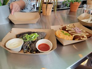 Hongos Quesadillas y Enchiladas Mole at Jajaja Mexicana - Hudson Yards in New York City