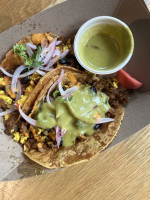 huevo y chorizo tacos   at Jajaja Mexicana - Hudson Yards in New York City