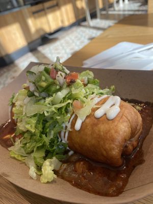 chimichanga de birra burrito (chunk steak, spanish rice, black beans..)  at Jajaja Mexicana - Hudson Yards in New York City