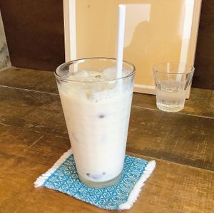 strawberry and soy milk at Nanai Cafe in Nishinomiya