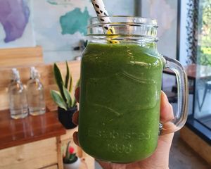 The Green Thang! (kale, spinach, guava, avo, pineapple, kiwi, BCAAs & coconut water) at Delicia Acai + Protein Bar in Brunswick East