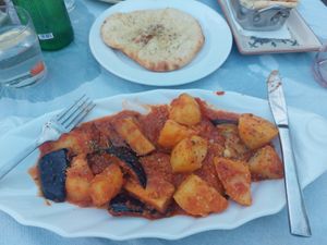 Aubergine & potato at Sweet Revenge in Zakinthos