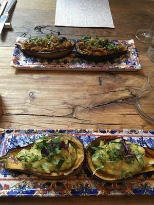 Filled aubergine with lentils and polenta  at Ko doma in Hvar