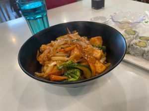 Veggie udon with added tofuu  at Spoon Sushi - Elmwood in Moncton