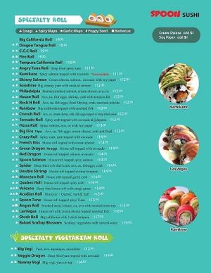 Vegetarian speciality rolls at Spoon Sushi - Elmwood in Moncton