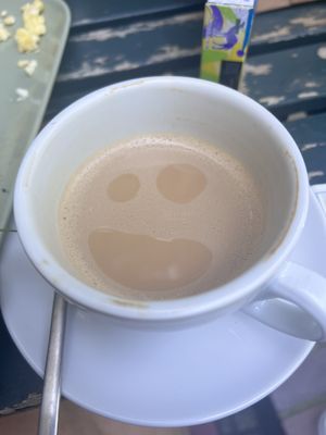 Smiling oatmilk cappuccino ❤️  at Plan Cafe in Berlin