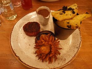 Vegan steak £27 (think is juicy marbles) at The Tuning Fork  in Rugby