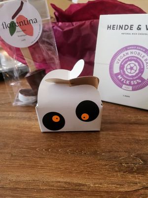 Vegan milk chocolate + tiny chocolates + chocospoon at Florentina in Rotterdam