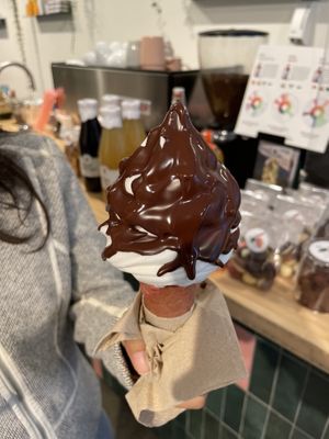 Cone with chocolate dip (quite dark chocolate )  at Florentina in Rotterdam