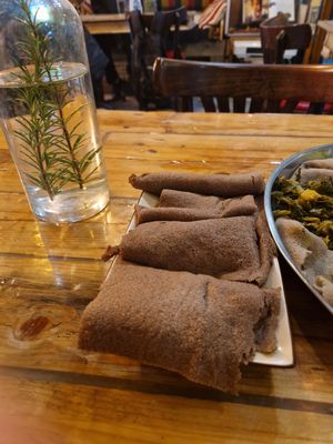 Teff injera  at Addis Kitchen in South East London