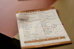 You can build your own Bagel using such a card. at Kafe Kaspar in Torshavn