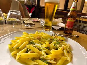 Penne senza glutine con porcini e asparagi at Al Passante in Cagli