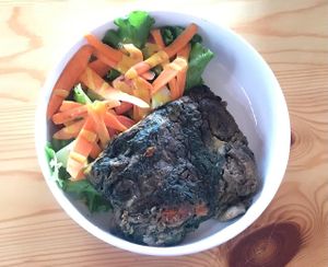 Vegan quiche with side salad at Mercadella in Tepoztlan